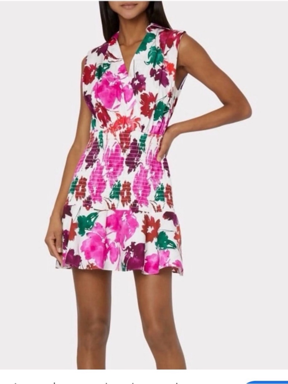 Milly White Floral Sundress with Magenta, Green & Red